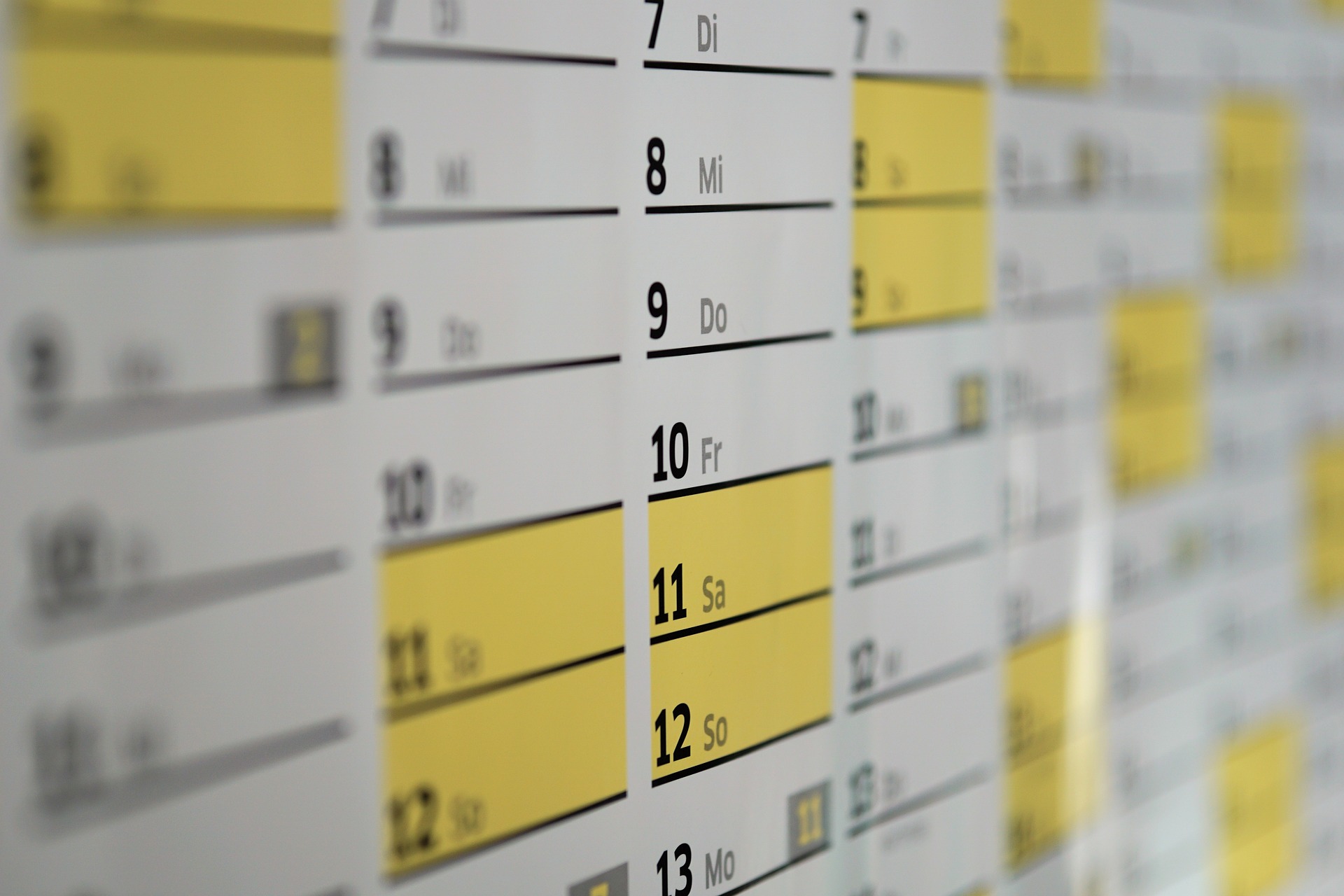 Academic calendar and public holidays